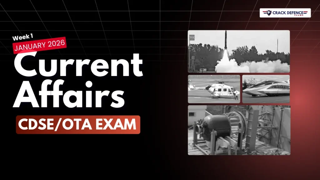 January 1st Week Current Affairs 2025 for CDS OTA Exam featuring defence, national, international, science, technology, sports, and important weekly current affairs updates.