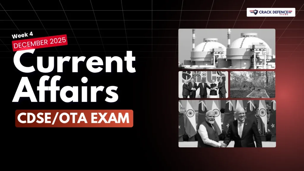 December 4th Week Current Affairs 2025 for CDS OTA Exam featuring defence, national, international, science, technology, sports, and important weekly current affairs updates.
